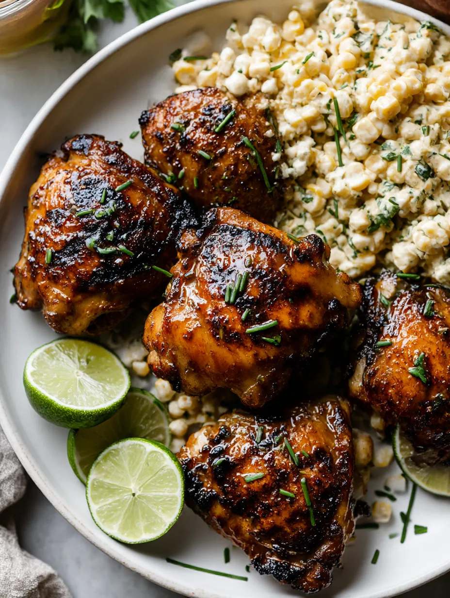 Grilled chicken with lime and corn.