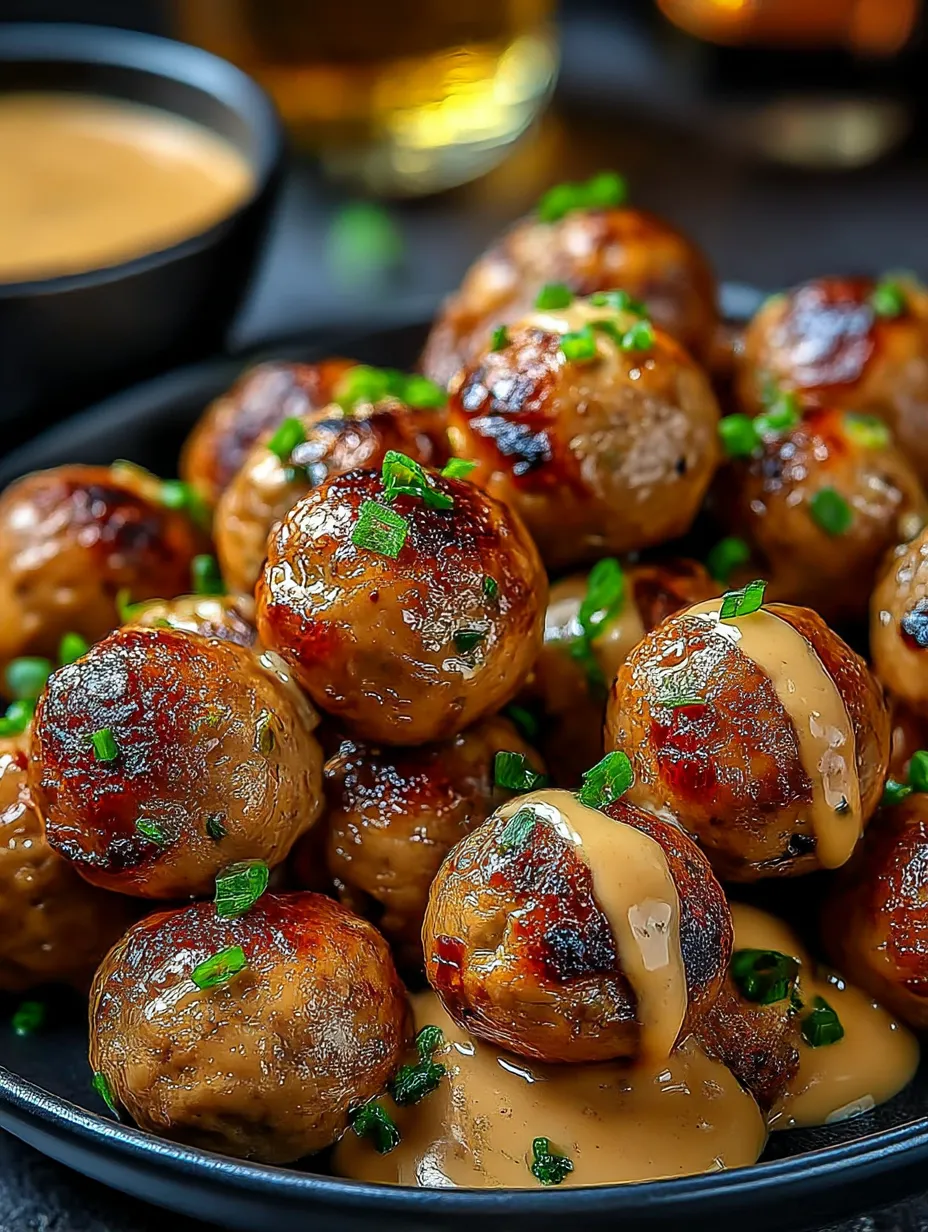 A plate of meatballs with spicy mayo dip.