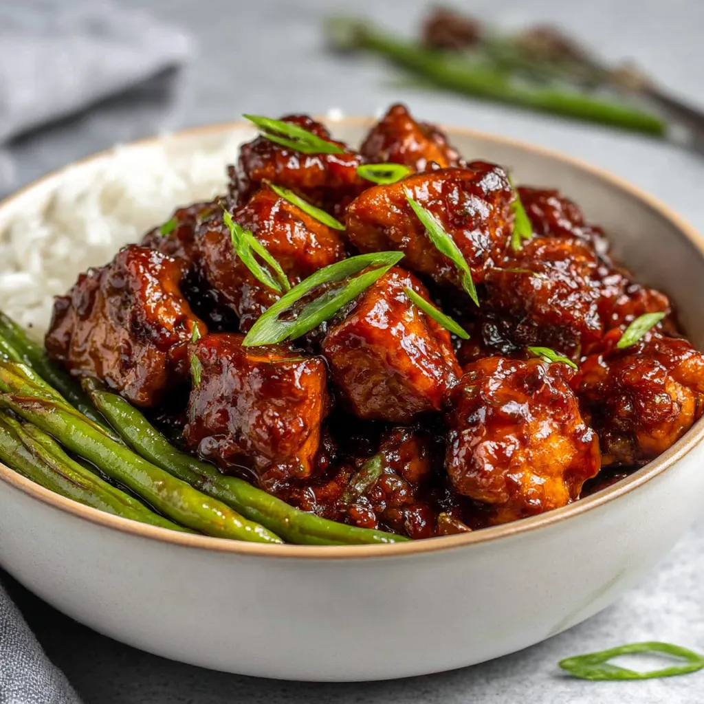 A bowl of honey butter chicken.