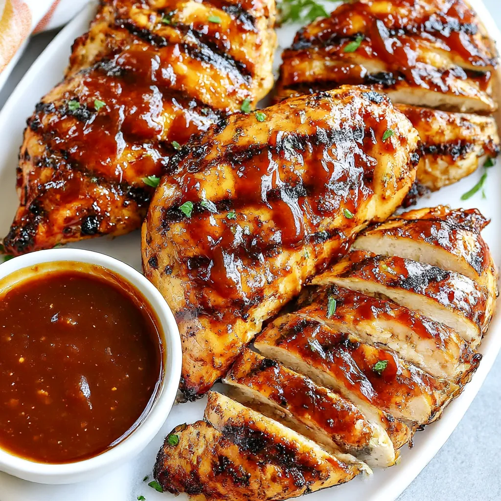 A plate of BBQ chicken with sauce.