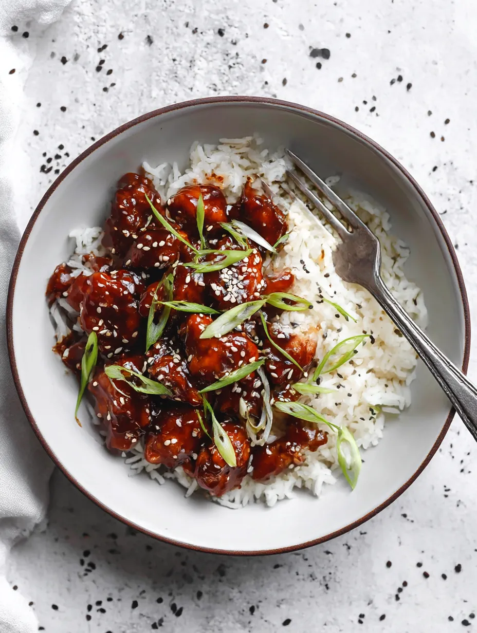 A plate of Korean BBQ chicken with rice.