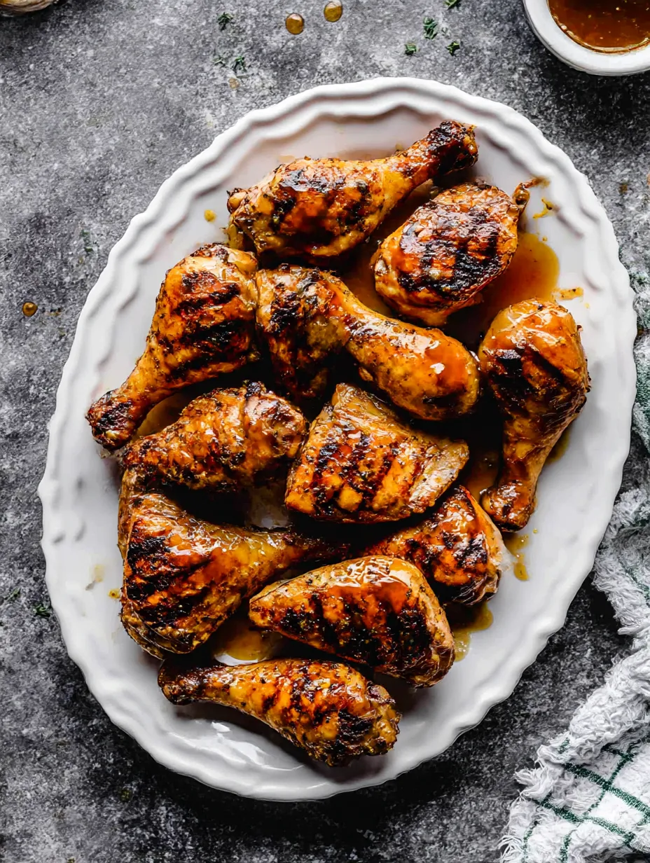 A plate of BBQ chicken drumsticks.