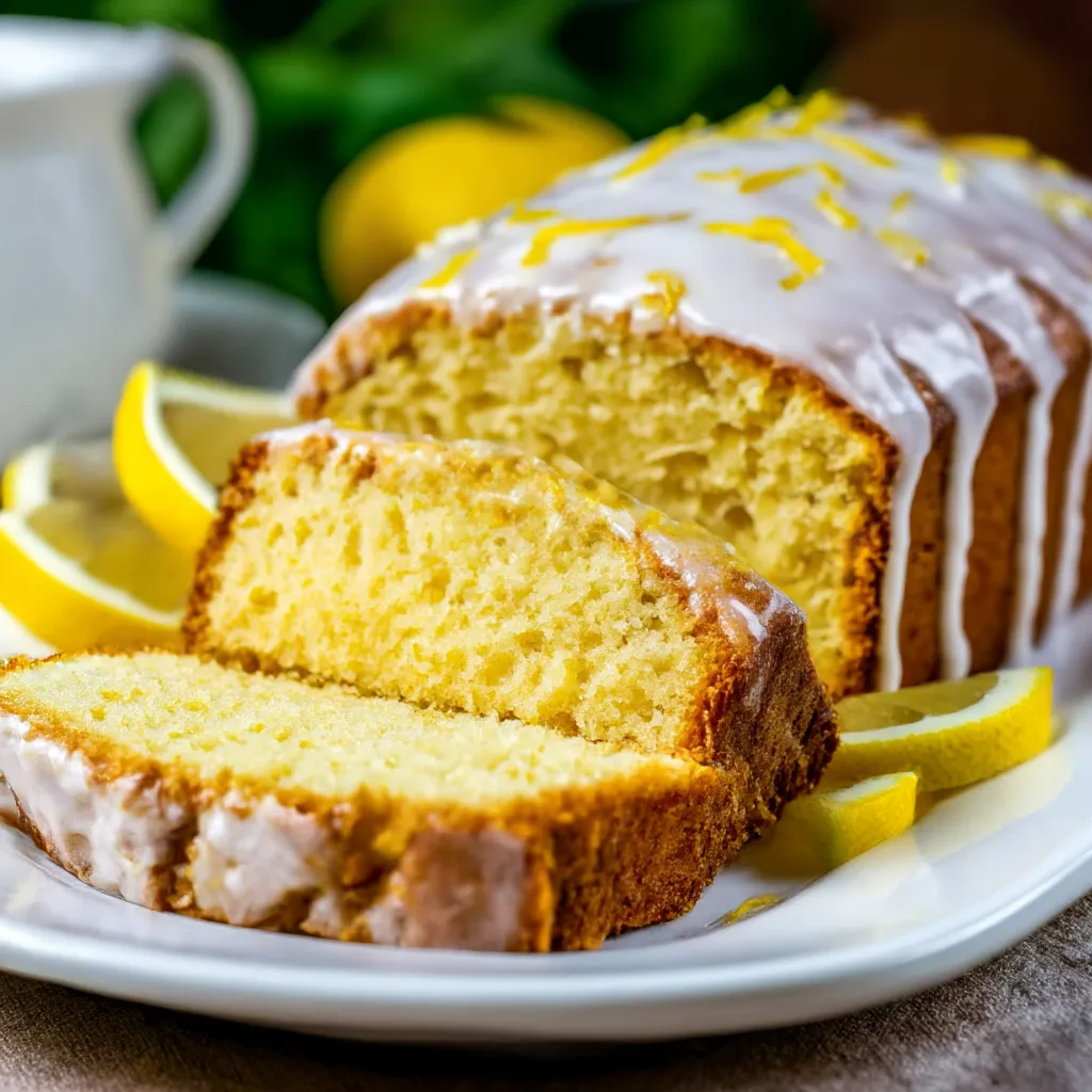A slice of lemon loaf cake.