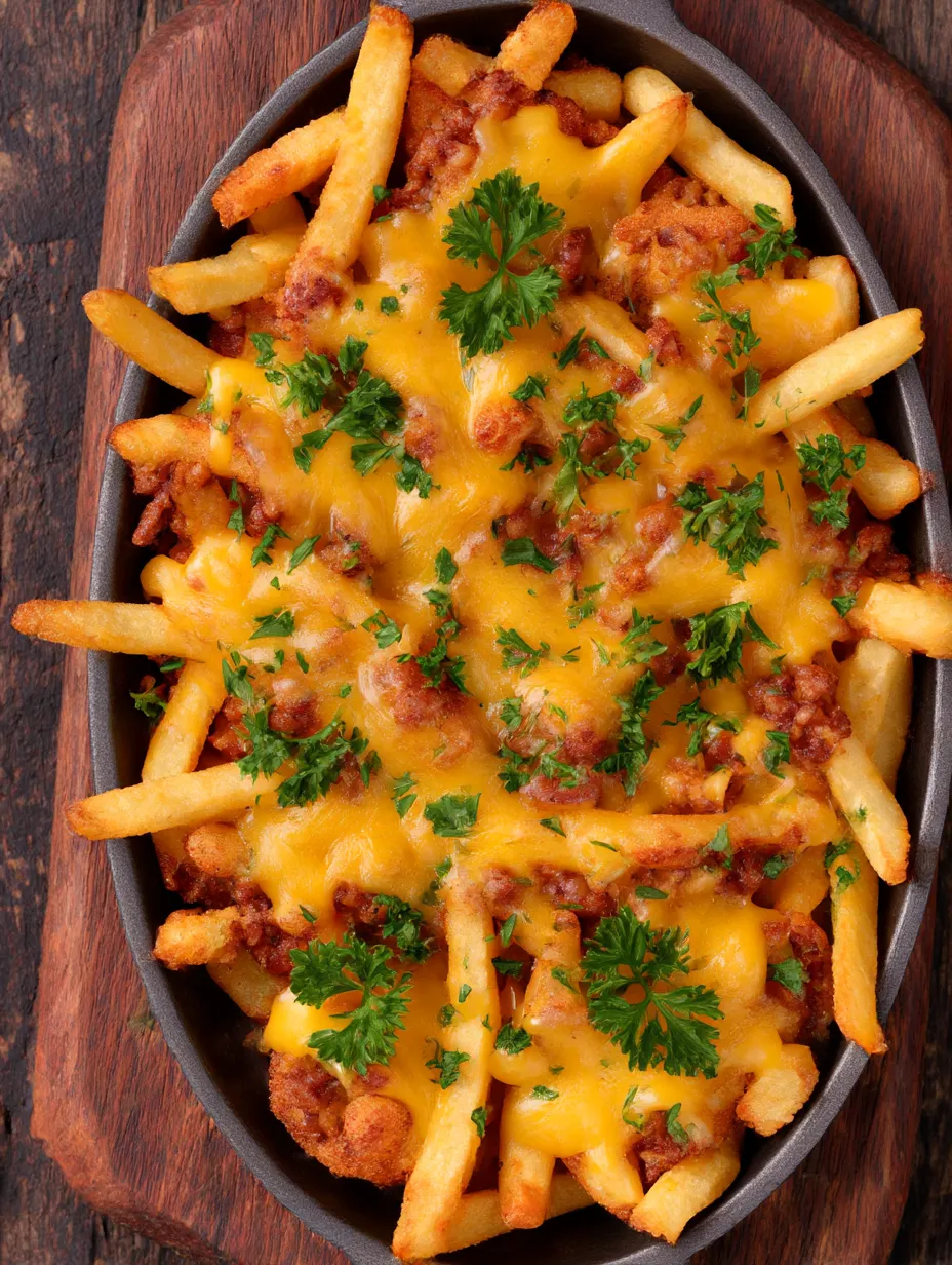 A dish of cheese and chicken covered in cheese and herbs.