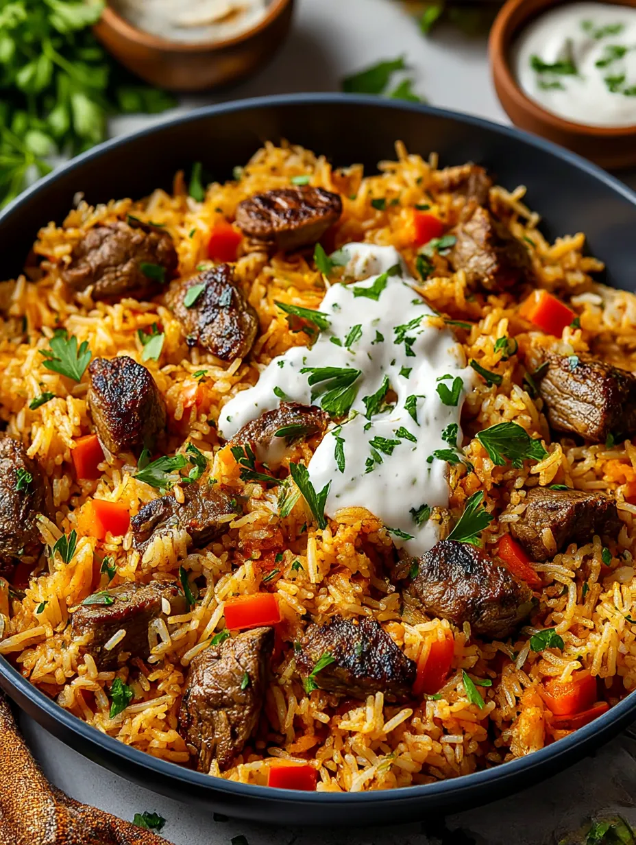 A bowl of rice with meat and cheese on top.