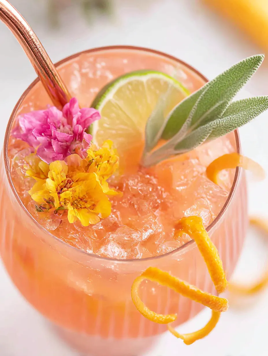 A glass of pink drink with a slice of lemon and orange.