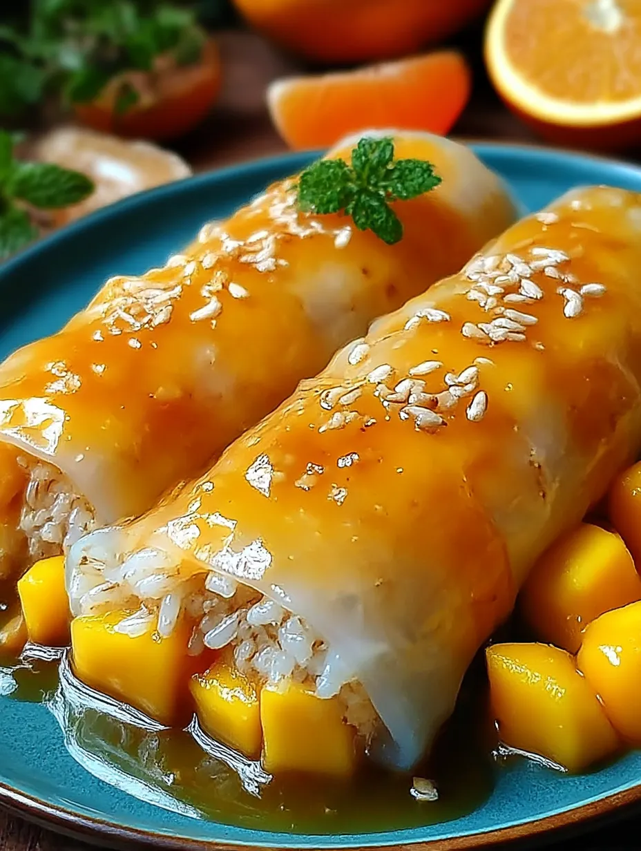 Sweet Mango Sticky Rice Rolls.