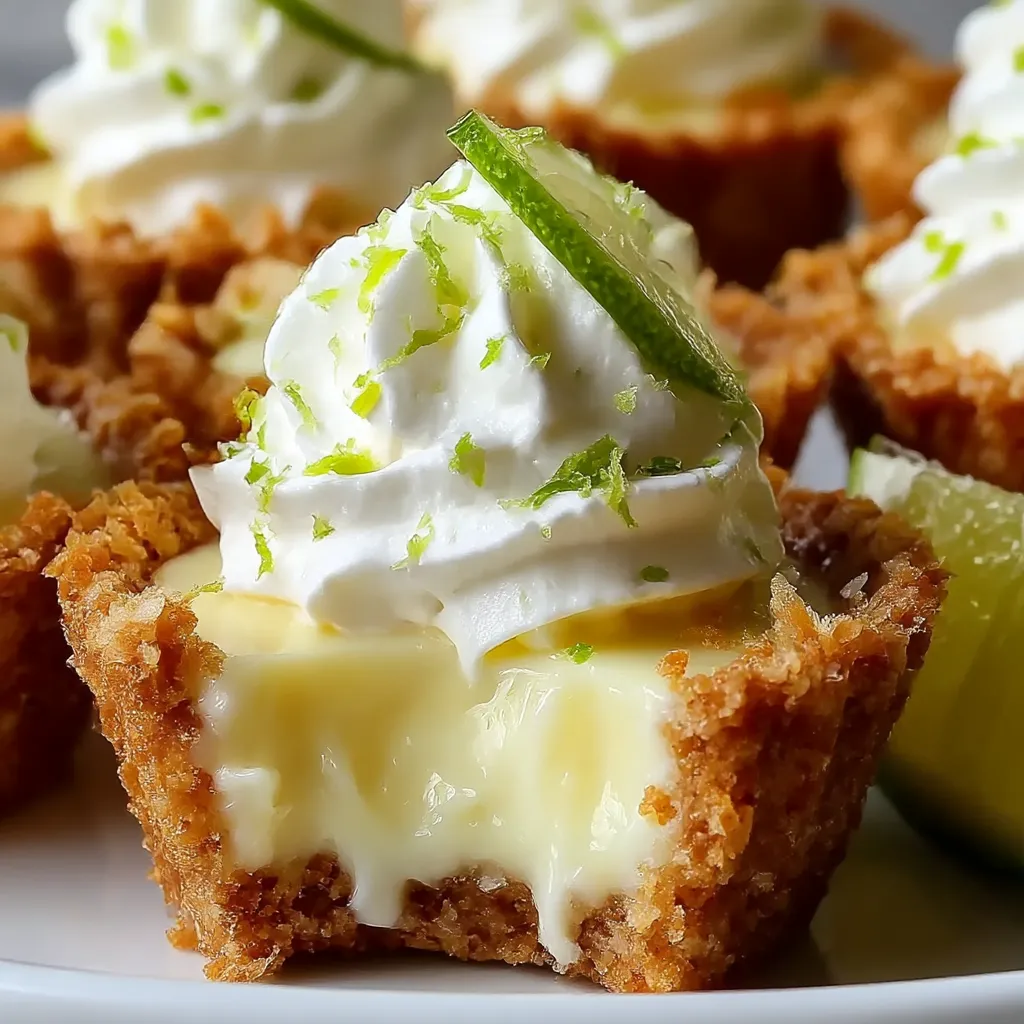 A plate of key lime desserts with whipped cream on top.