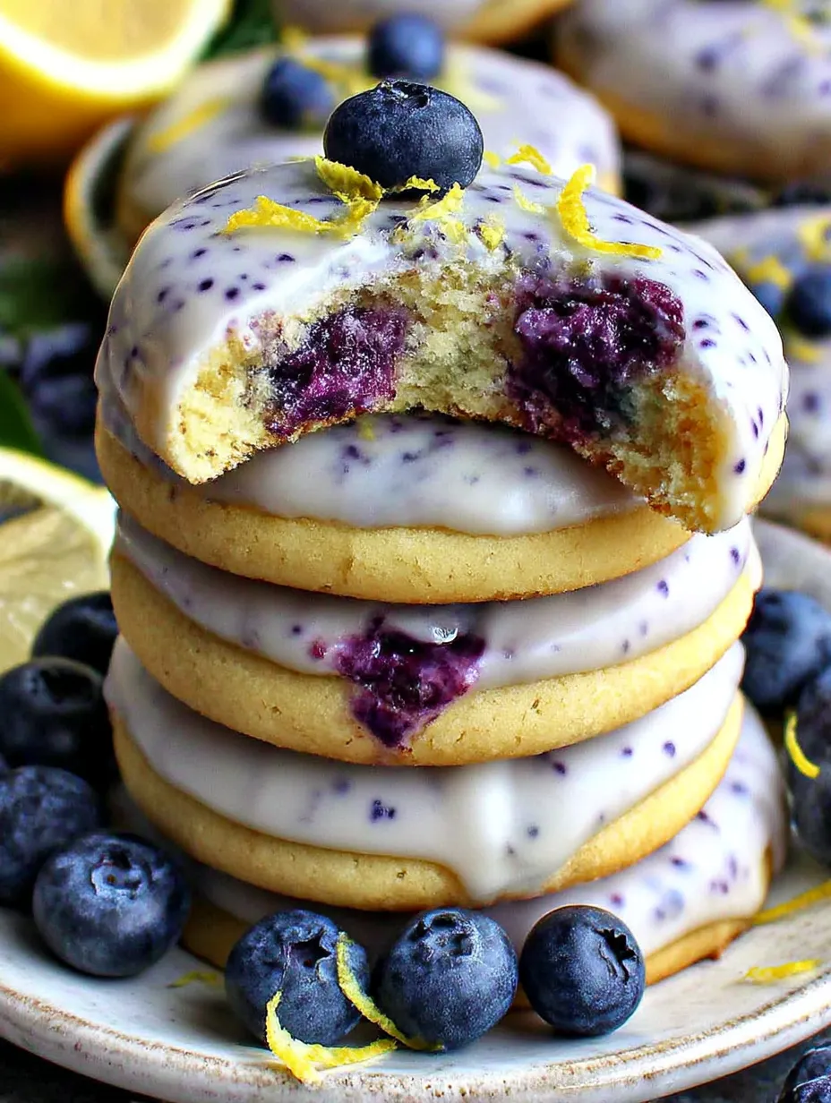 A stack of blueberry lemon-frost cookies.