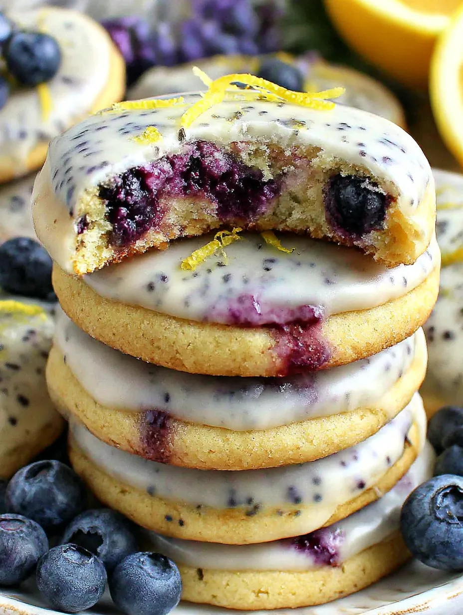 A stack of blueberry lemon-frost cookies.