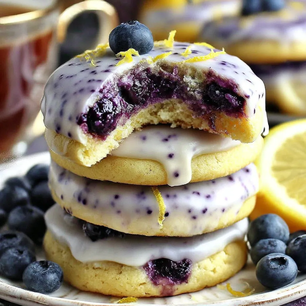 A stack of blueberry lemon-frost cookies.