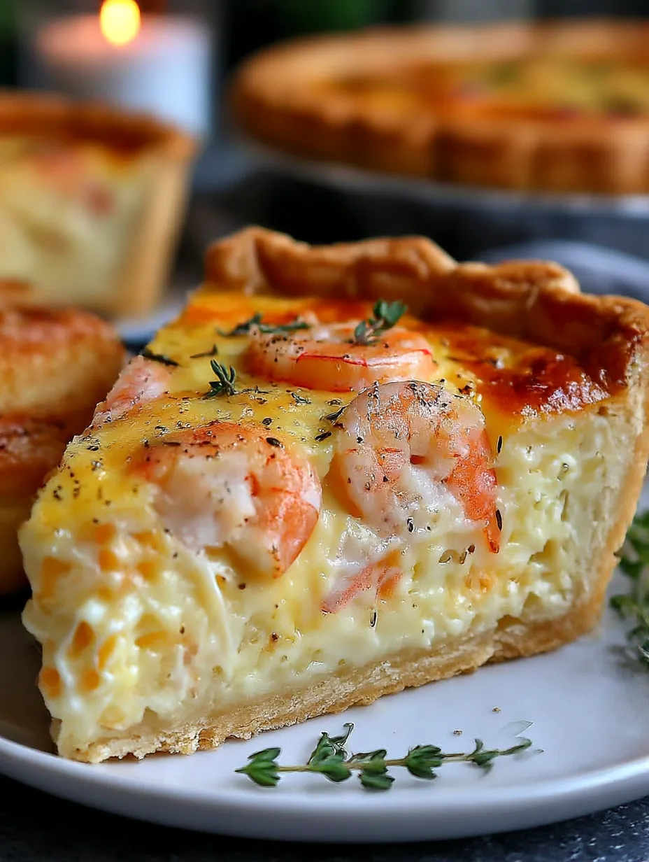 A slice of shrimp pie on a plate.