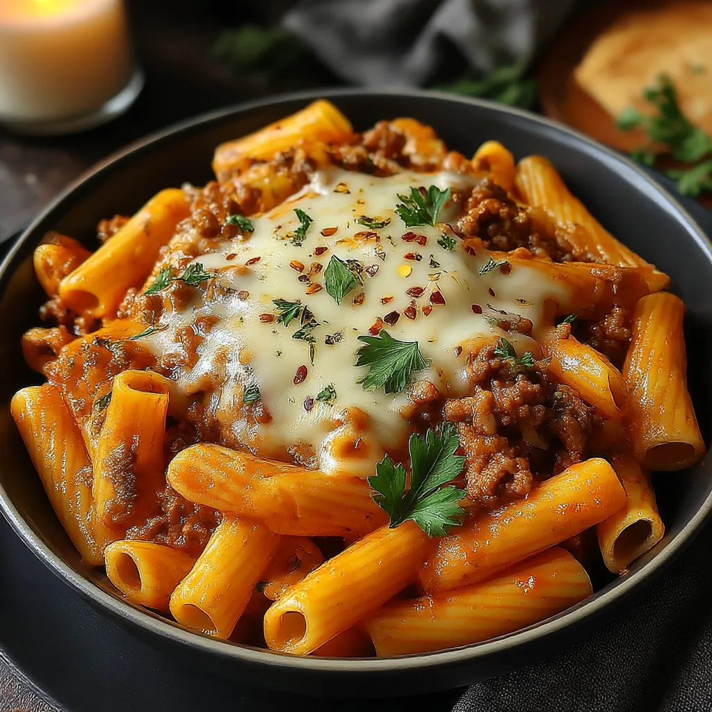 A bowl of creamy rotel pasta.