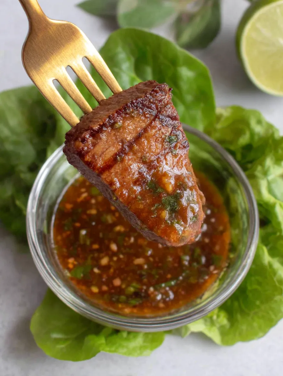A fork is holding a piece of meat.