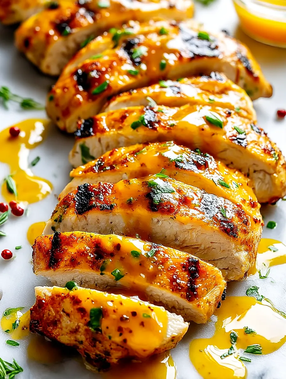Grilled honey mustard chicken on a white plate.