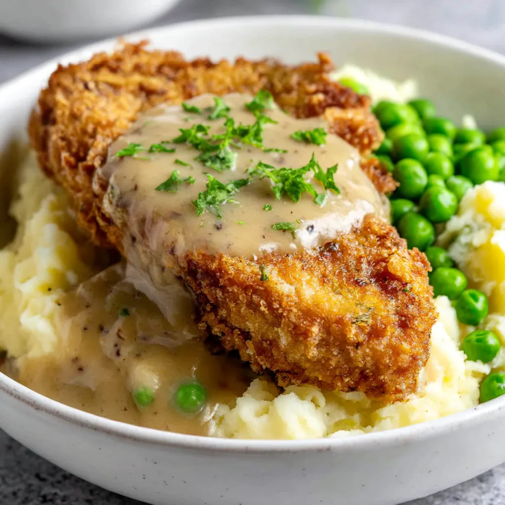 A bowl of food with a piece of grilled chicken and peas.