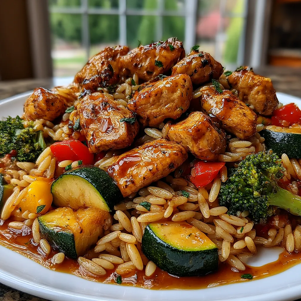 A plate of food with chicken and vegetables.