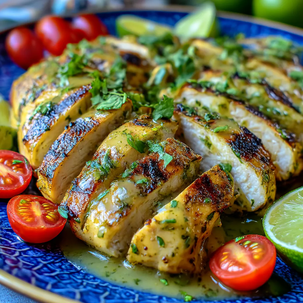 Grilled Salsa Verde Pepper Jack Chicken.